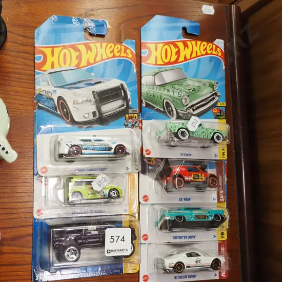 7x carded Hotwheels toy vehicles