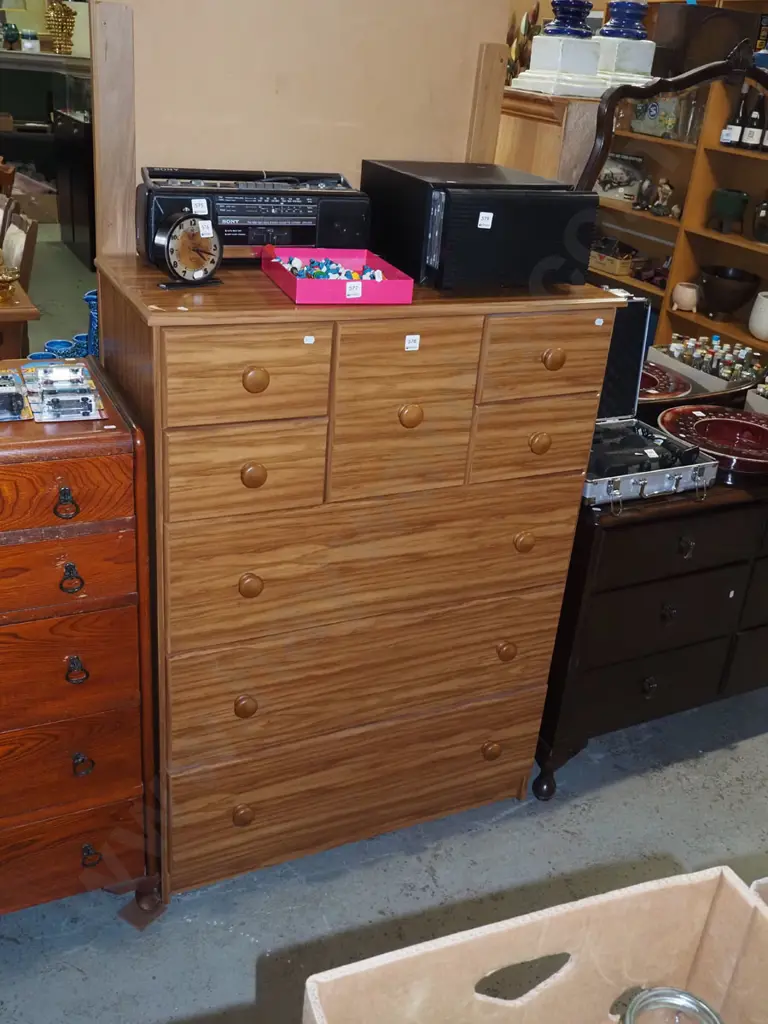 mdf faux wood veneer 8 drawer chest H1200 W870 D400 Image 1++