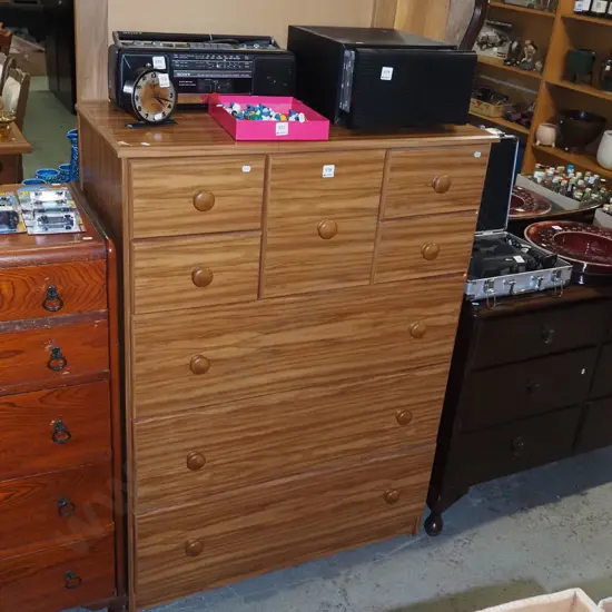 mdf faux wood veneer 8 drawer chest H1200 W870 D400
