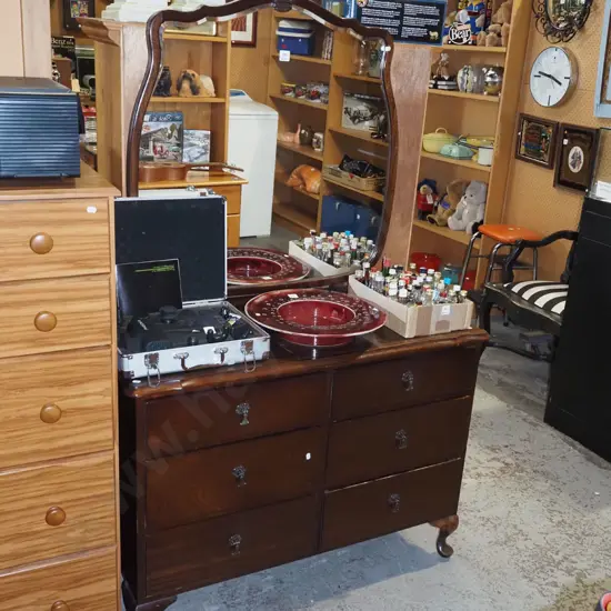 mahogany cab leg 6 drawer mirror back dresser H1640 W1050 D420