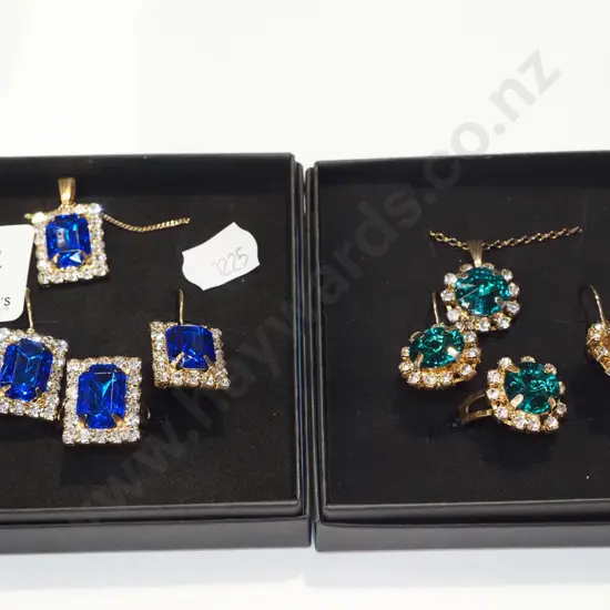2x costume jewellery necklace, ring and earing sets