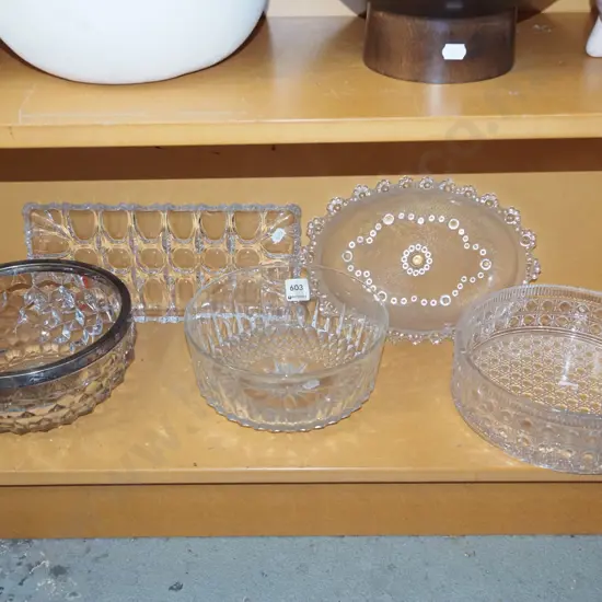 glass bowls, trays