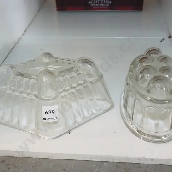 2x glass jelly moulds