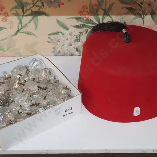 chandelier lustres, red fez hat