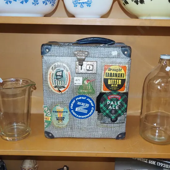 suitcase, flagon and jug set