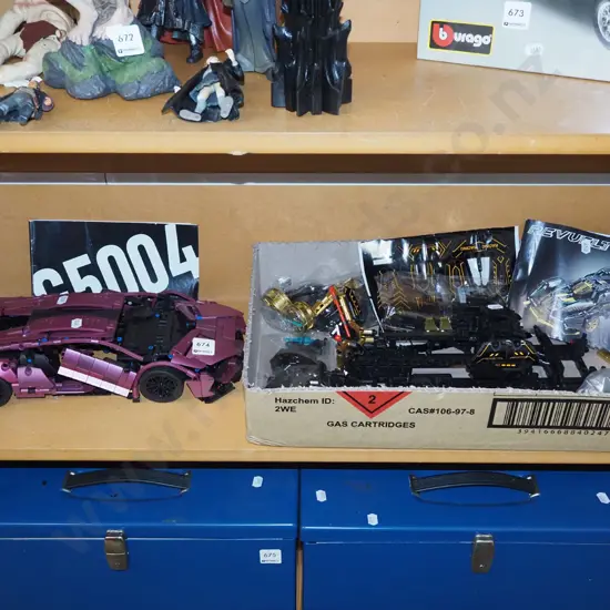 shelf; Lego Technics cars - partially assembled