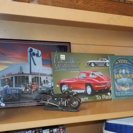 3x prints on tin, composite model motorcycle