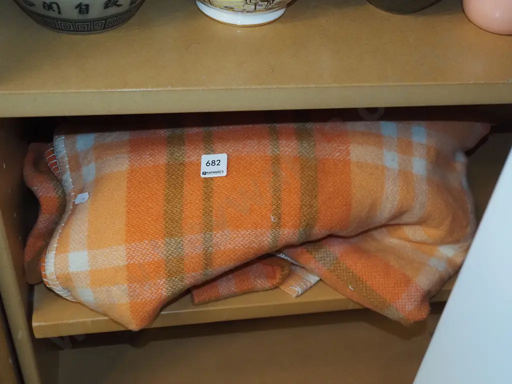 orange checked woollen blanket Image 1++