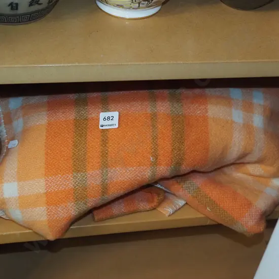 orange checked woollen blanket