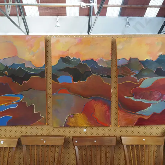 J.M Watson - triptych acrylic on canvas - Kaimai Subtraction