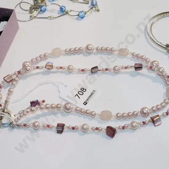 sterling silver faux pearl necklace