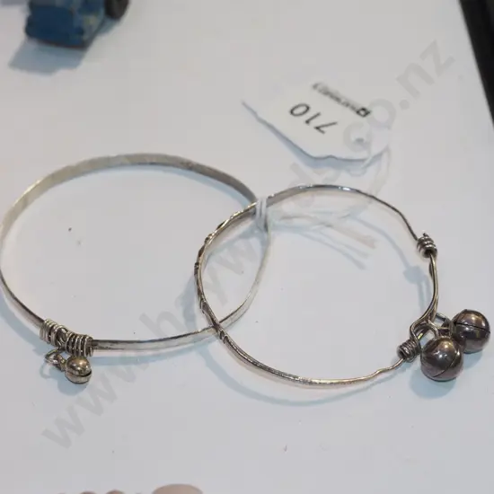 2x sterling silver jingle bell bangles