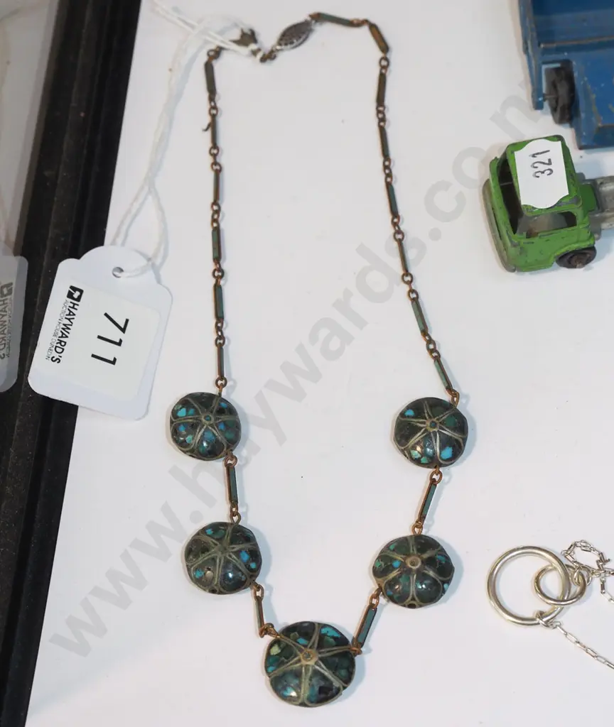 sterling silver copper & turquoise necklace Image 1++