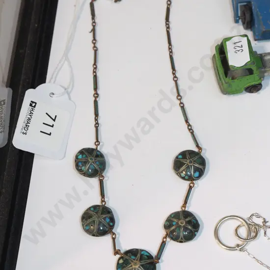 sterling silver copper & turquoise necklace