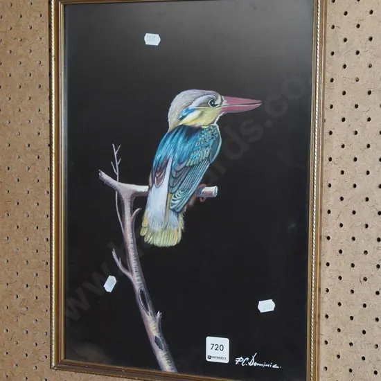framed watercolour bird on branch