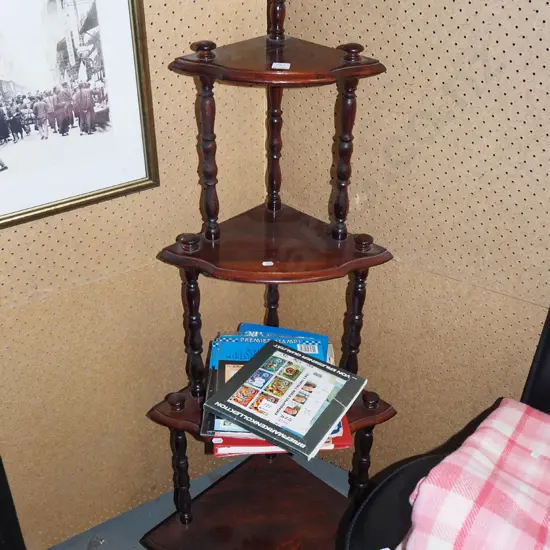 4 tier mahogany corner what not