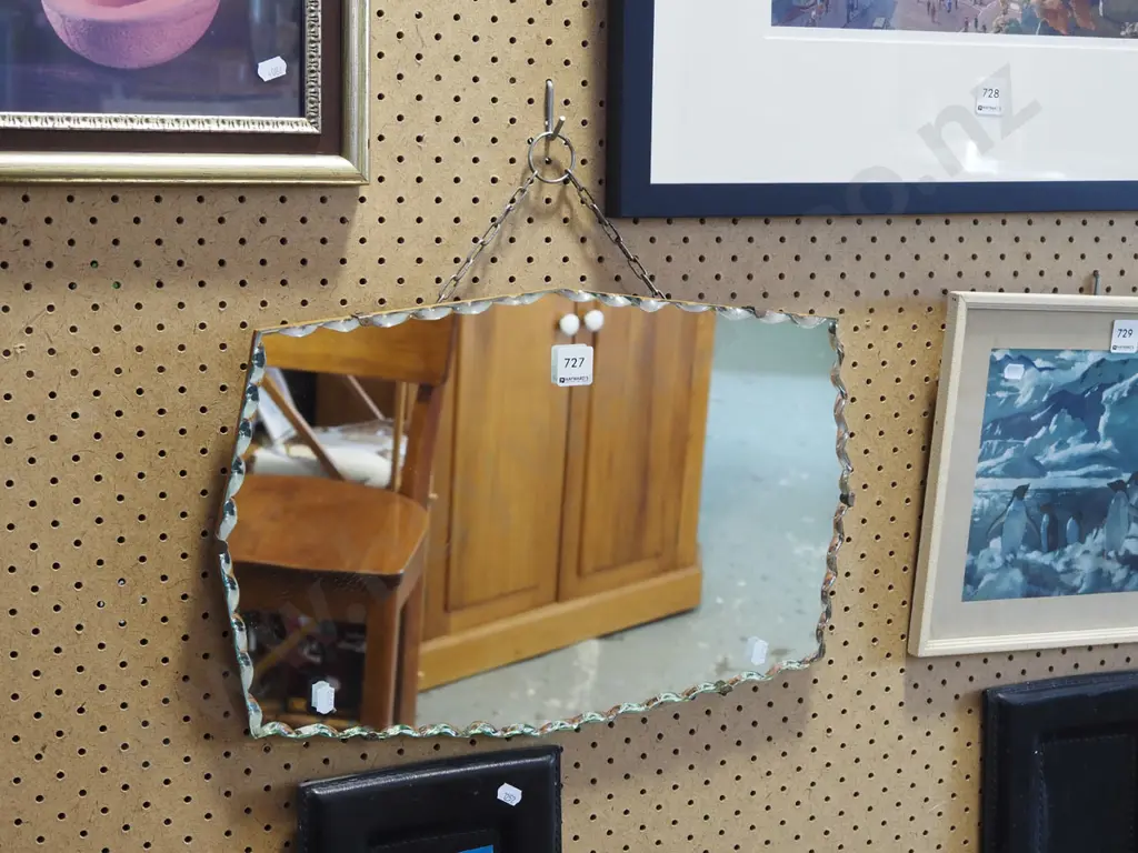 scalloped edged wall mirror Image 1++