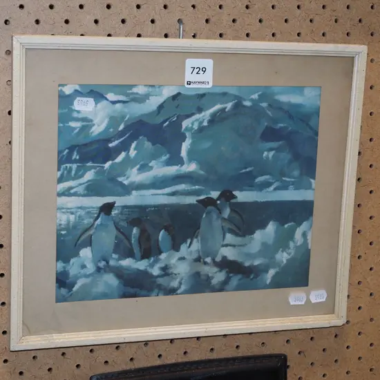 framed print - penguins on ice