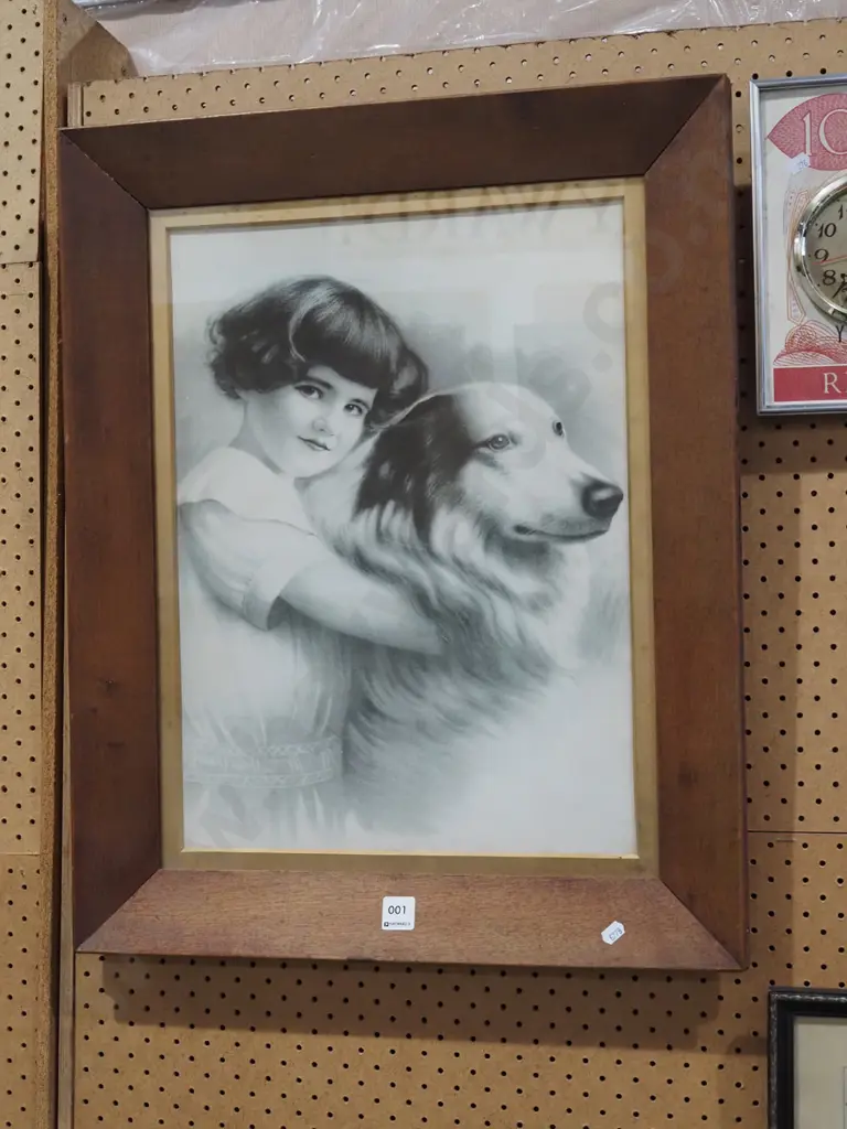 oak framed print - girl and dog Image 1++