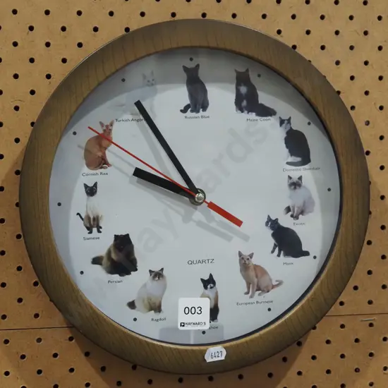 cat themed wall clock