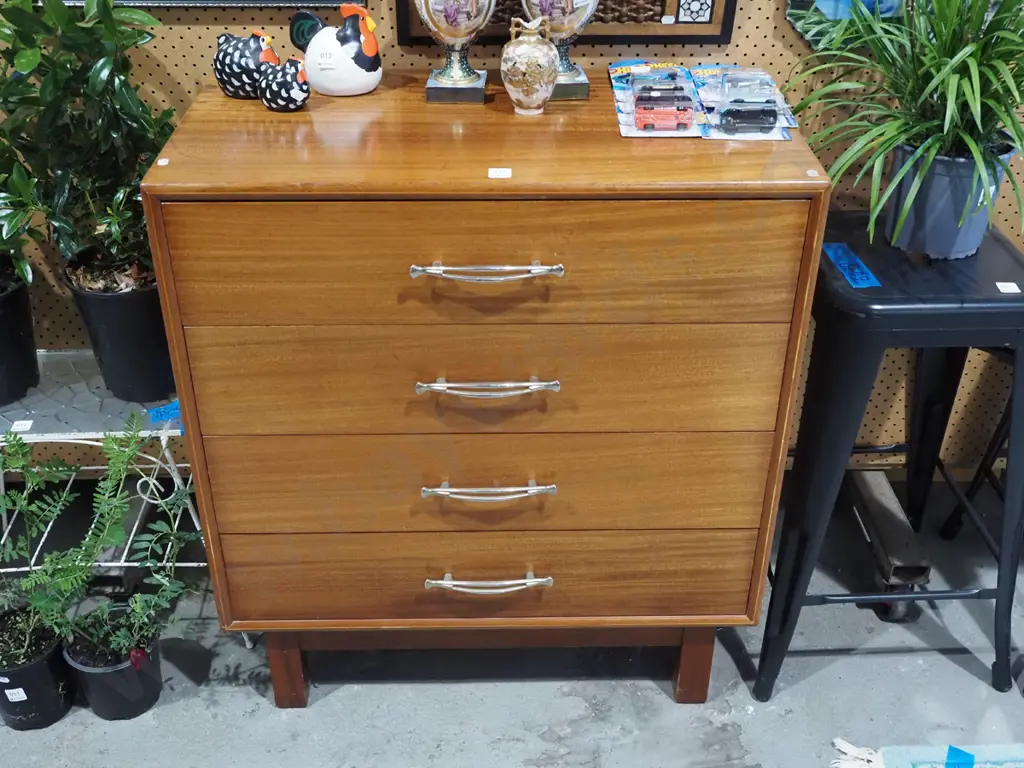 mid century  teak 4 drawer chest H860 W760 D420 Image 1++