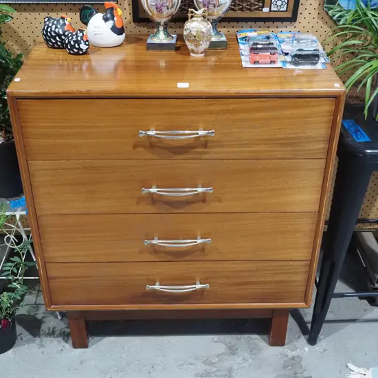 mid century  teak 4 drawer chest H860 W760 D420