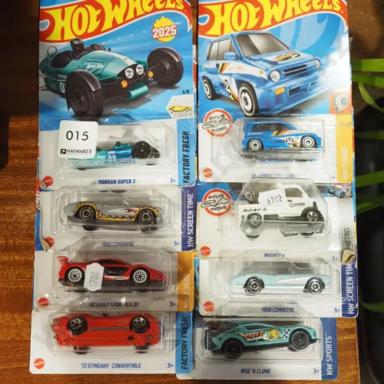8x carded as new Hotwheels vehicles