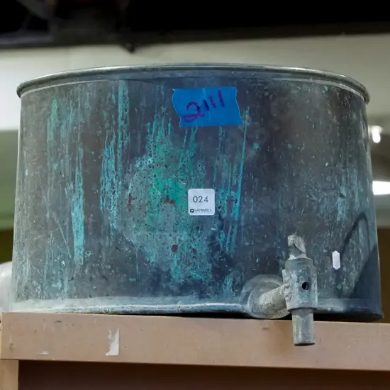 small copper barrel with tap H240