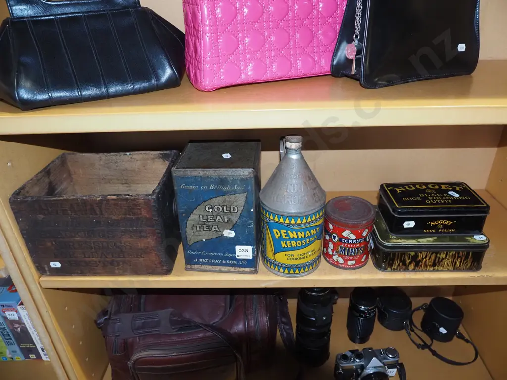 vintage tins, small vintage wooden box Image 1++
