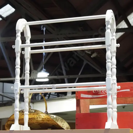white painted wooden towel rail