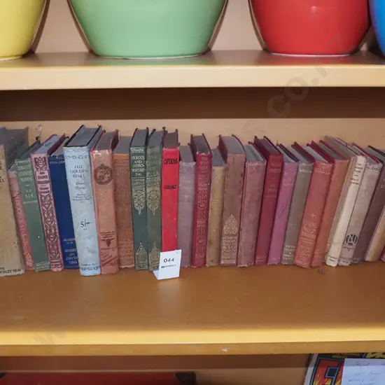 shelf of vintage books
