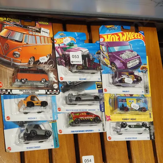 9x carded as new Hotwheels vehicles