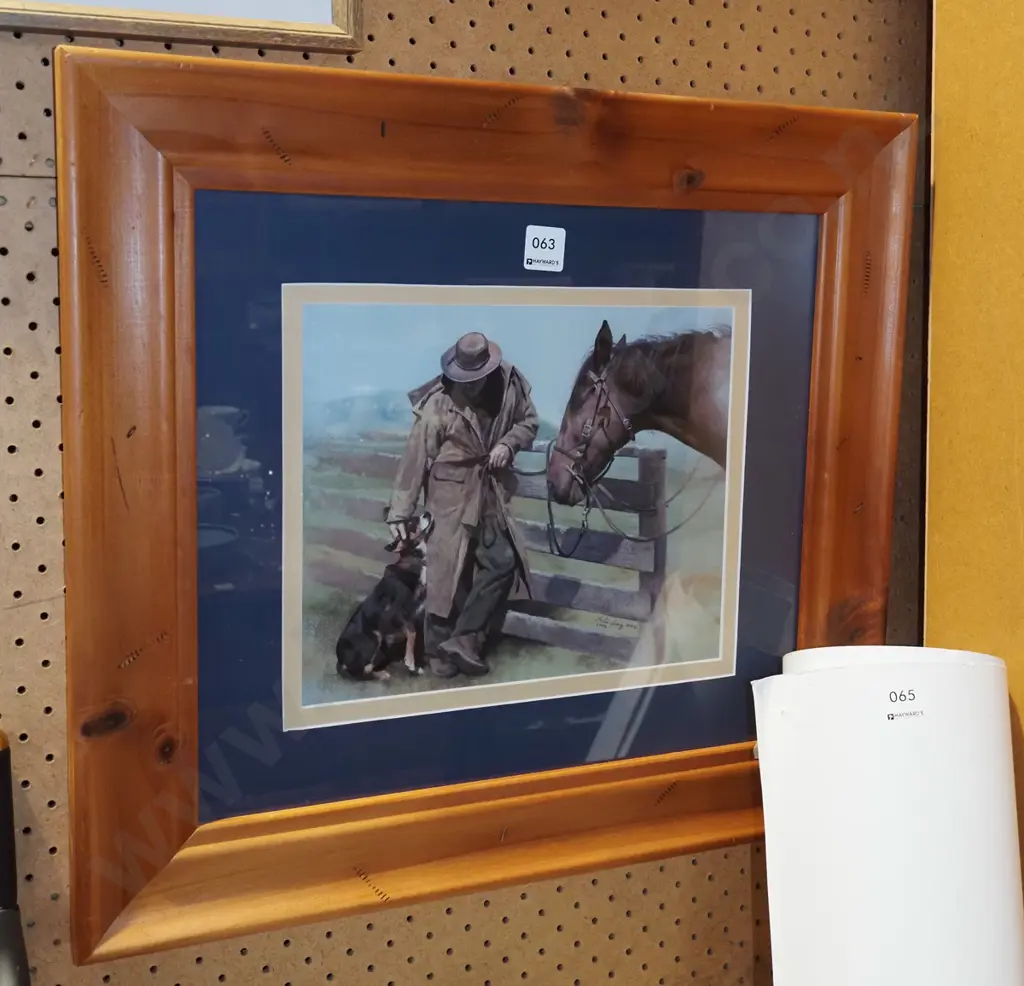 framed print - shepherd, dog and horse Image 1++