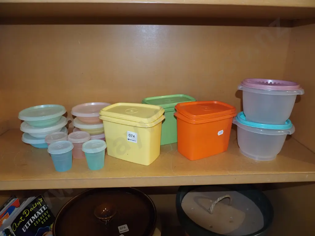 shelf of retro Tupperware Image 1++