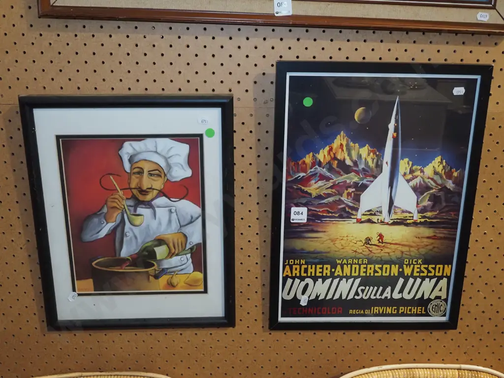 framed reproduction movie print, chef print - green dots Image 1++