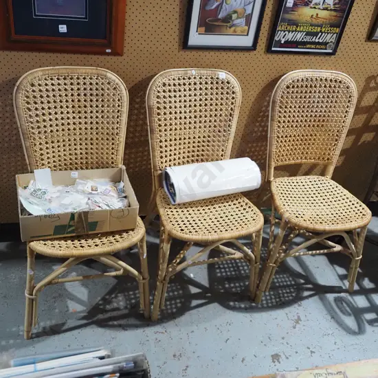 3x cane dining chairs