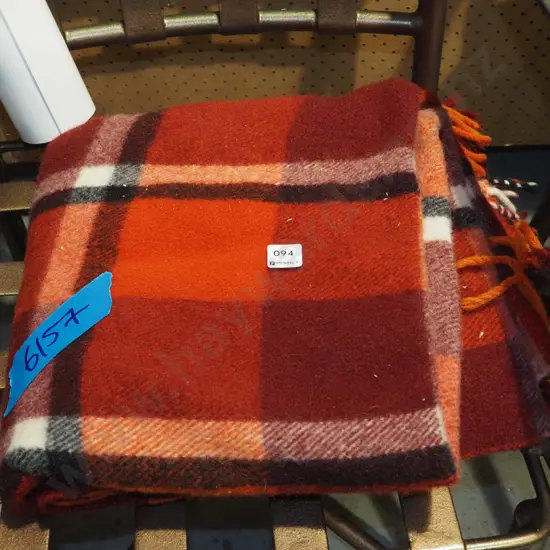 checked woollen travel rug