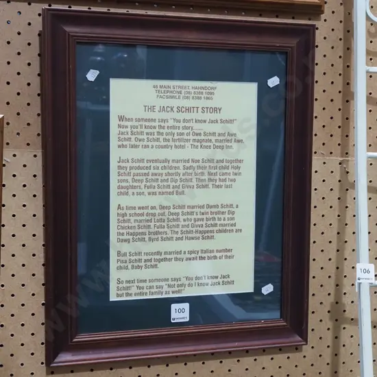 framed print - The Jack Schitt Story