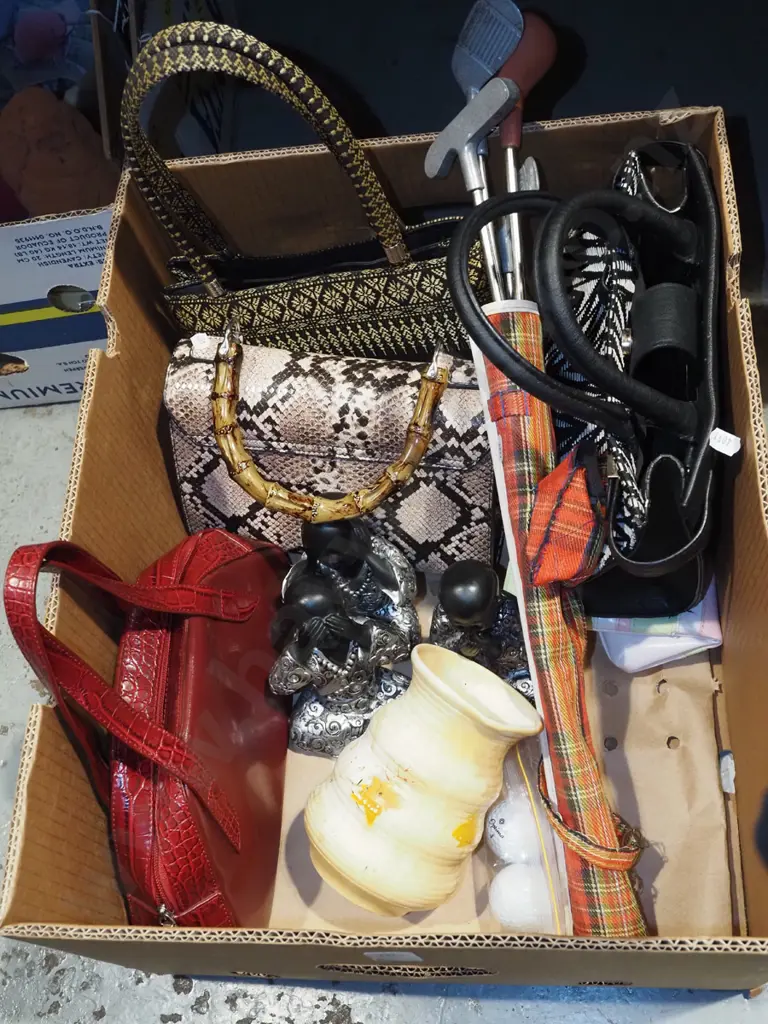 box; hand bags, figurines, vase etc Image 1++
