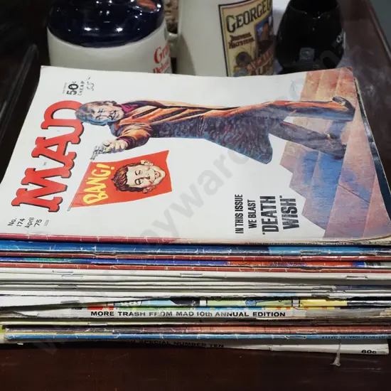 stack of 1970s Mad magazines