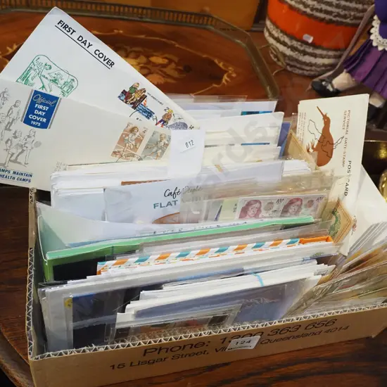box; first day covers