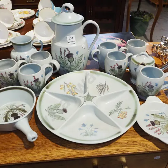 Buchan hand painted coffee set, serving tray etc