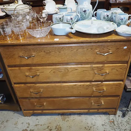oak 4 drawer lowboy H740 W900 D430