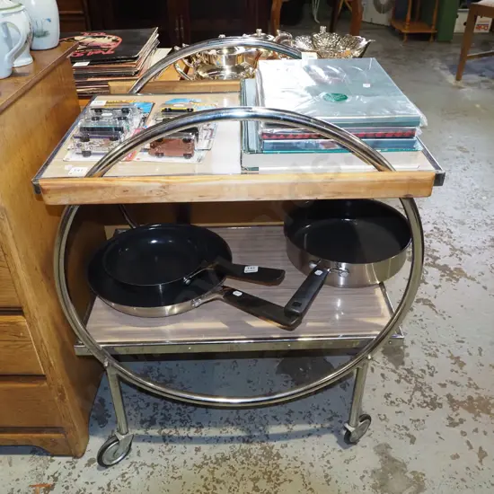 deco chrome and formica tea trolley