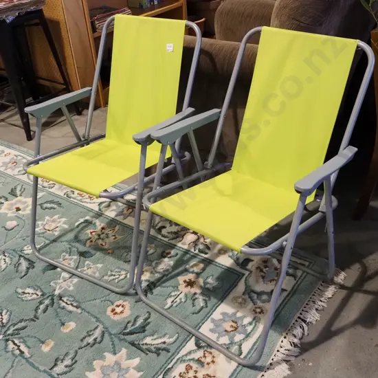 2x lime green camping chairs