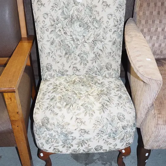 cab leg floral upholstered bedroom chair