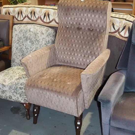 brown deep buttoned invalids chair