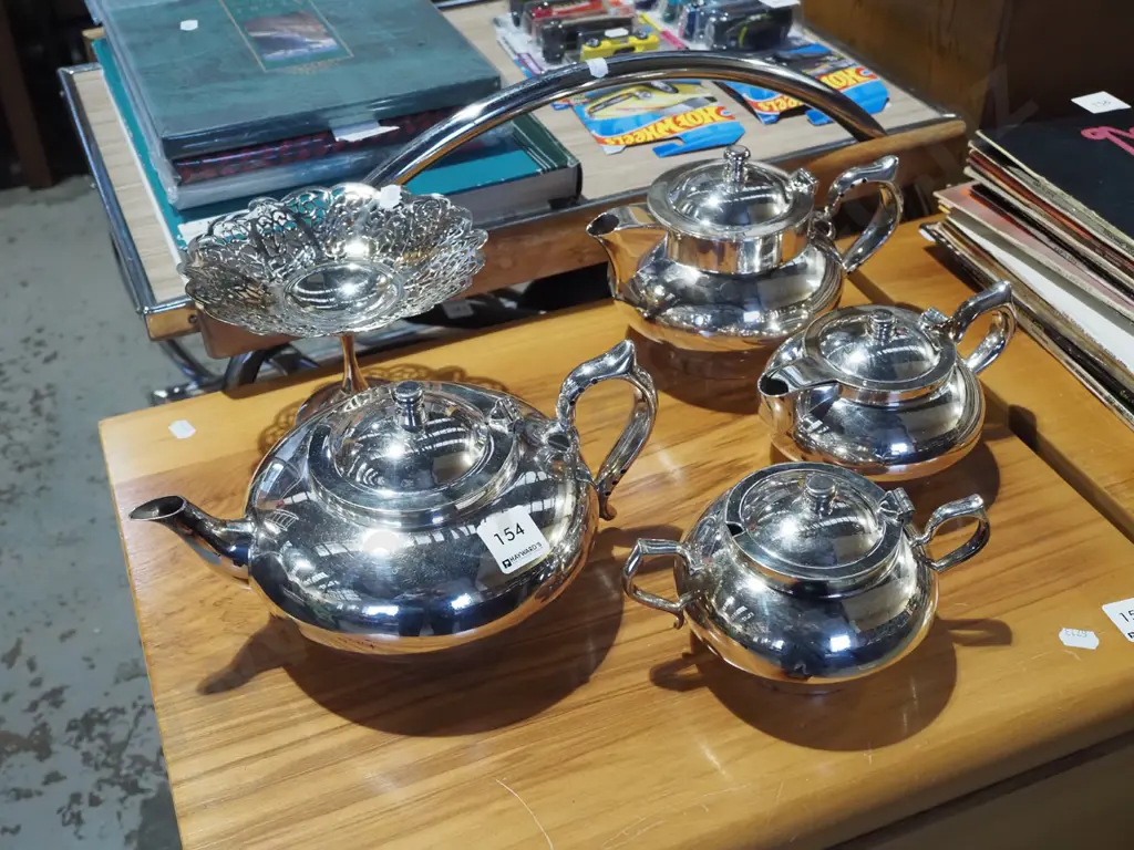 plated ware comport, teapots, sugar  Image 1++
