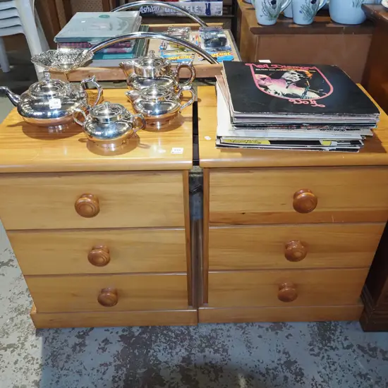 pair of veneer bedside cabinet