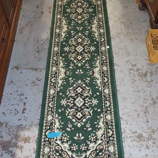 synthetic floor runner - green, black, cream L2280 W590